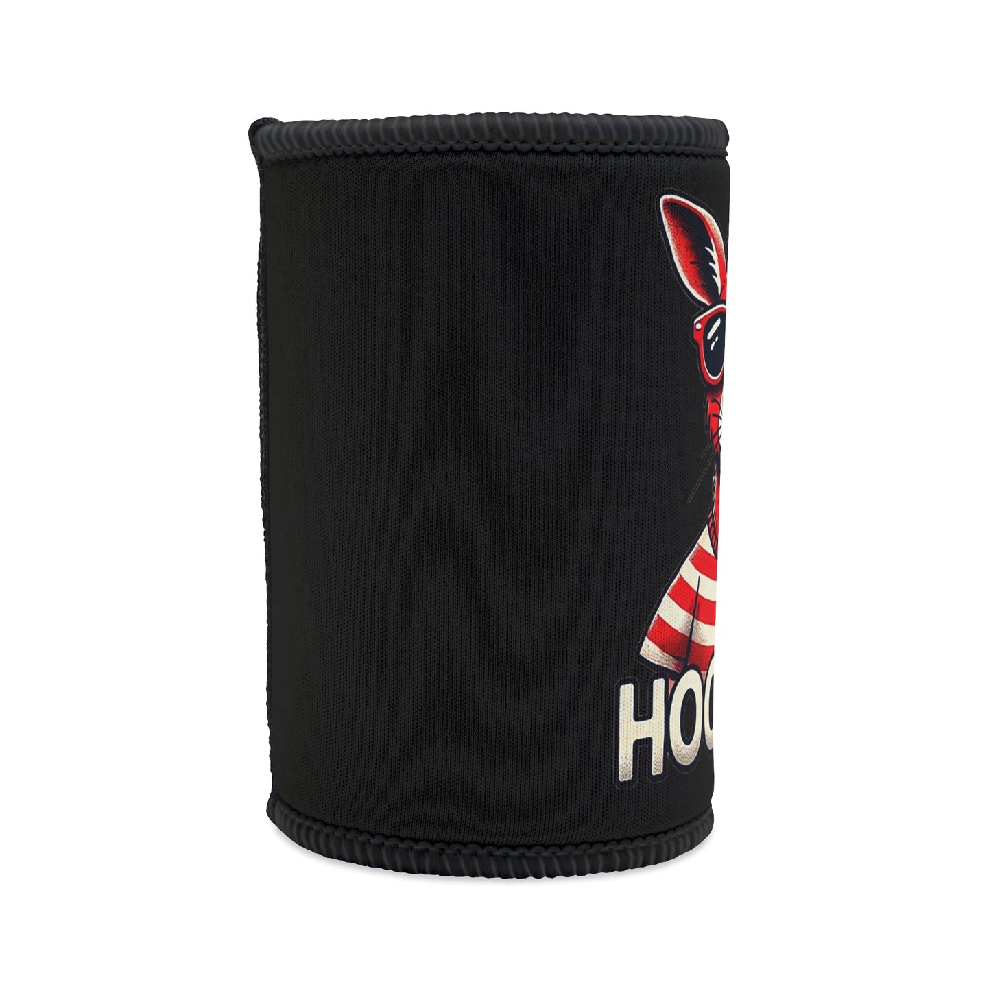 Stubby Holder Hoo Roo can cooler, kangaroo, sunglasses, insulated cooler, humorous design, trendy accessory, fun design, black can cooler