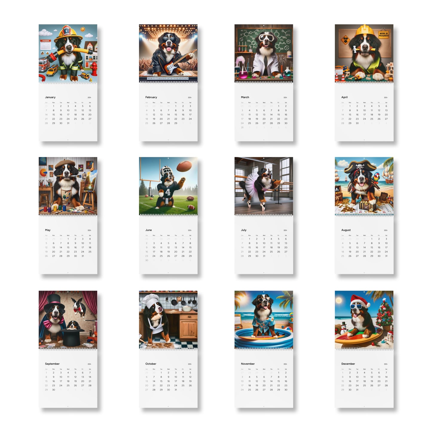 Hilarious Bernese Mountain Dog Calendar - Standard Wall Calendar (2024)