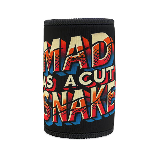 Stubby Holder funny koozie, Australian slang, Mad as a Cut Snake, humorous, drink holder, quirky design, beverage, casual party gear