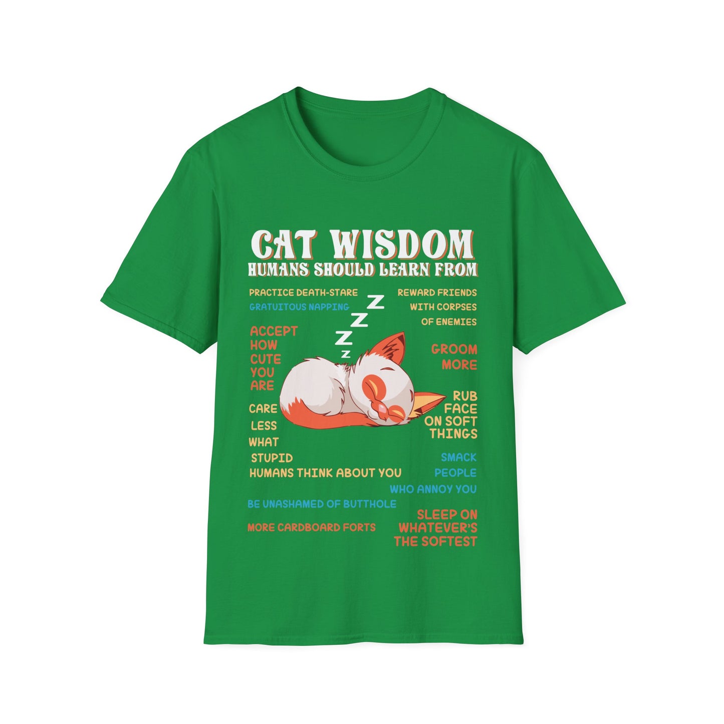 Cat wisdom shirt, funny cat t-shirt, cat lover gift, humorous cat apparel, life lessons from cats, pet lover clothing, cat humor shirt