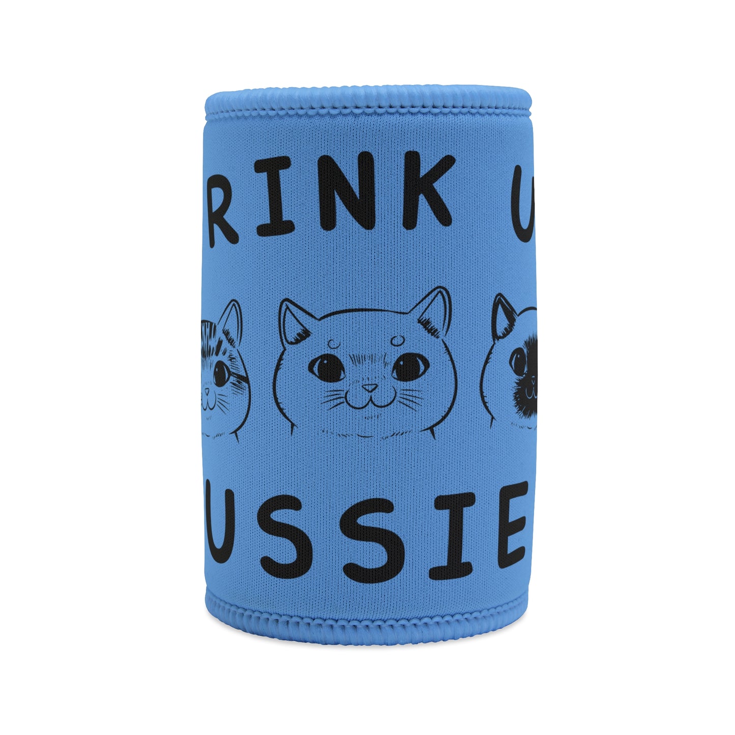 Stubby Holder Drink up pussies koozie, funny cat can cooler, cat lover gift, playful cat design, cute cat faces, novelty drink holder