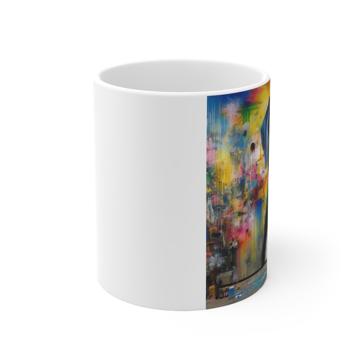 Abstract Canine Expression - White Ceramic Mug, 11oz