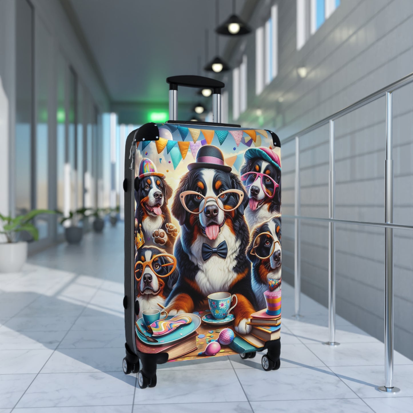 Whimsical Bernese Mountain Dog Suitcase - Fun and Playful Design