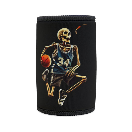 Stubby Holder Skeleton basketball can cooler, insulated cooler, humorous design, trendy accessory, basketball skeleton, beverage holder