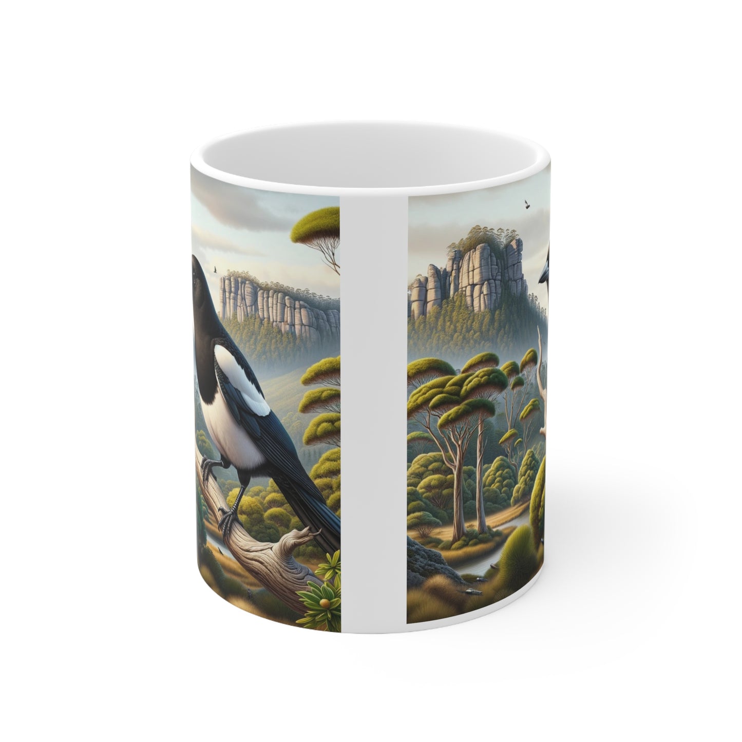 Majestic Magpie in Tasmanian Wilderness - Ceramic Coffee Cups, 11oz, 15oz