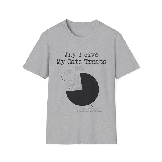 Cat treat shirt, funny cat tee, cat lover gift, pet parent humor, why I give my cats treats, cat pie chart design, cat owner apparel