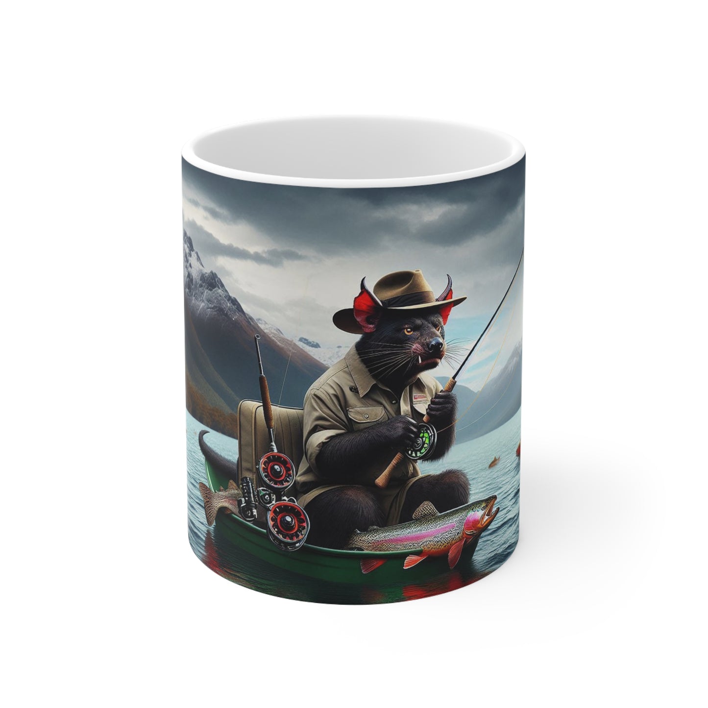 Tasmanian Devil Angler Mug Ceramic Coffee Cups, 11oz, 15oz