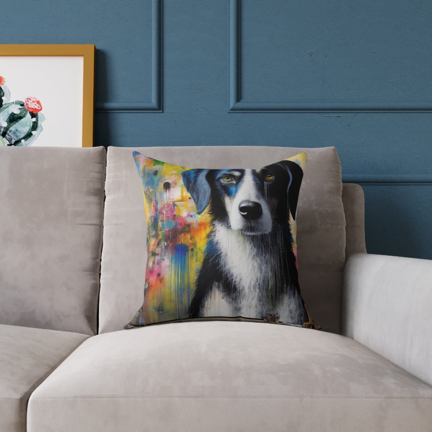 Abstract Canine Expression - Square Poly Canvas Pillow