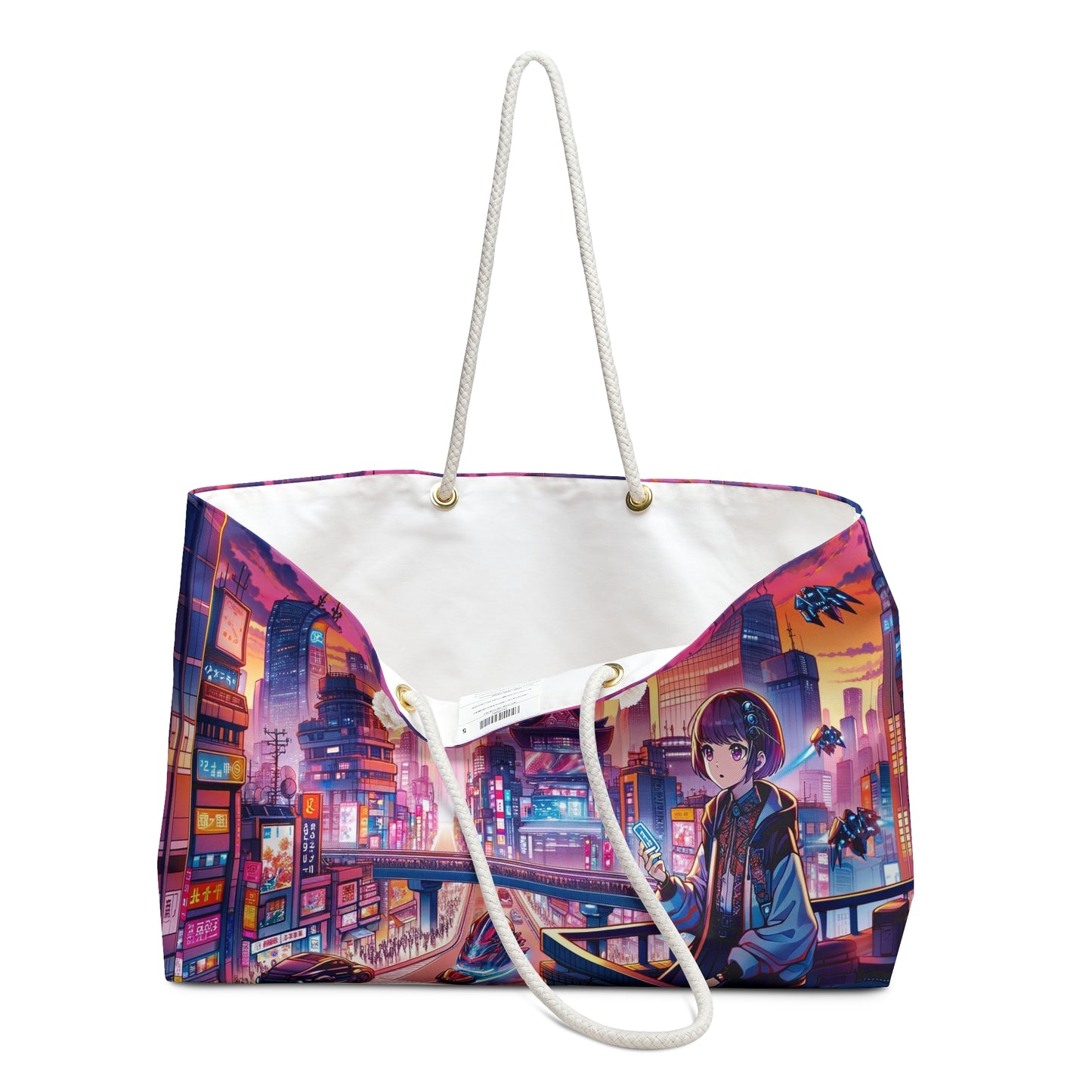 Anime - Futuristic Cityscape at Sunset - Weekender Bag