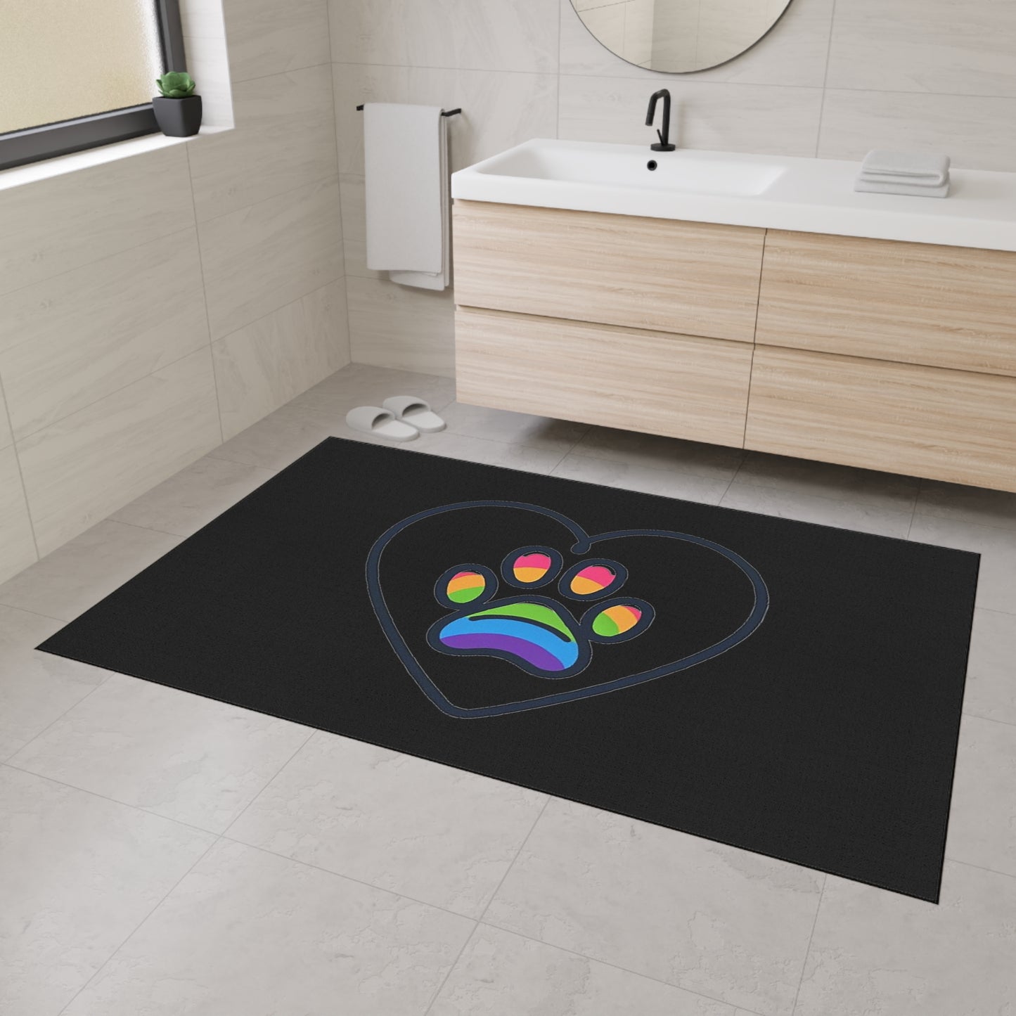 Rainbow Paw of Love Heavy Duty Floor Mat