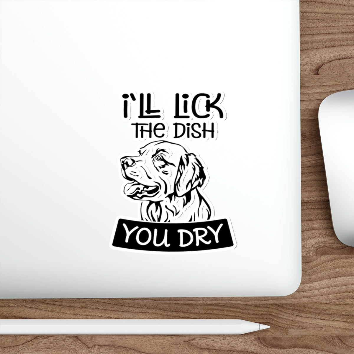 Funny dog sticker, Labrador dish licking, kitchen humor decal, pet lover sticker, witty decoration, dog-themed sticker, dishwasher partner