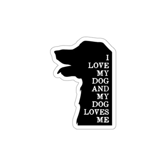 Dog love sticker, dog silhouette decal, pet owner gift, dog lover accessory, affectionate dog quote, animal lover sticker, car decal