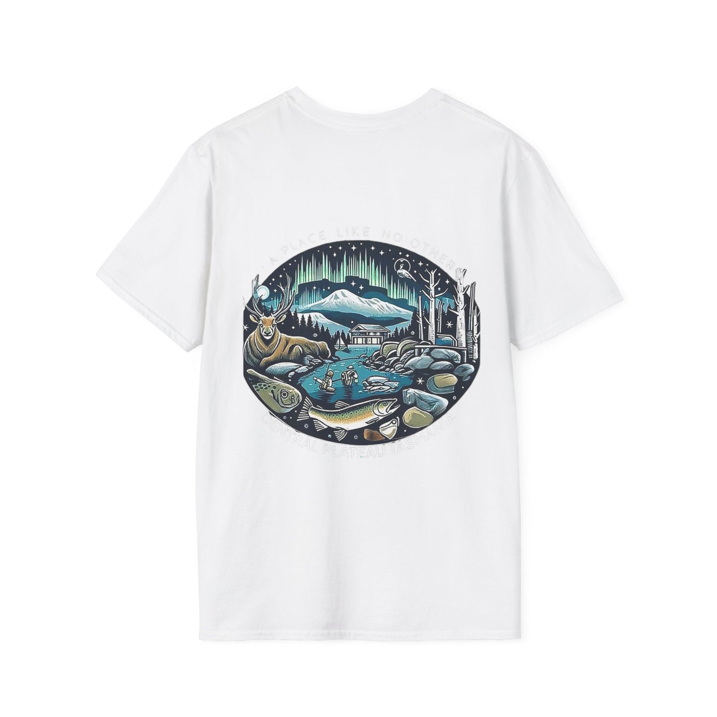 Explore the Wonders of Central Plateau, Tasmania - Unisex Softstyle T-Shirt - Printed on Back