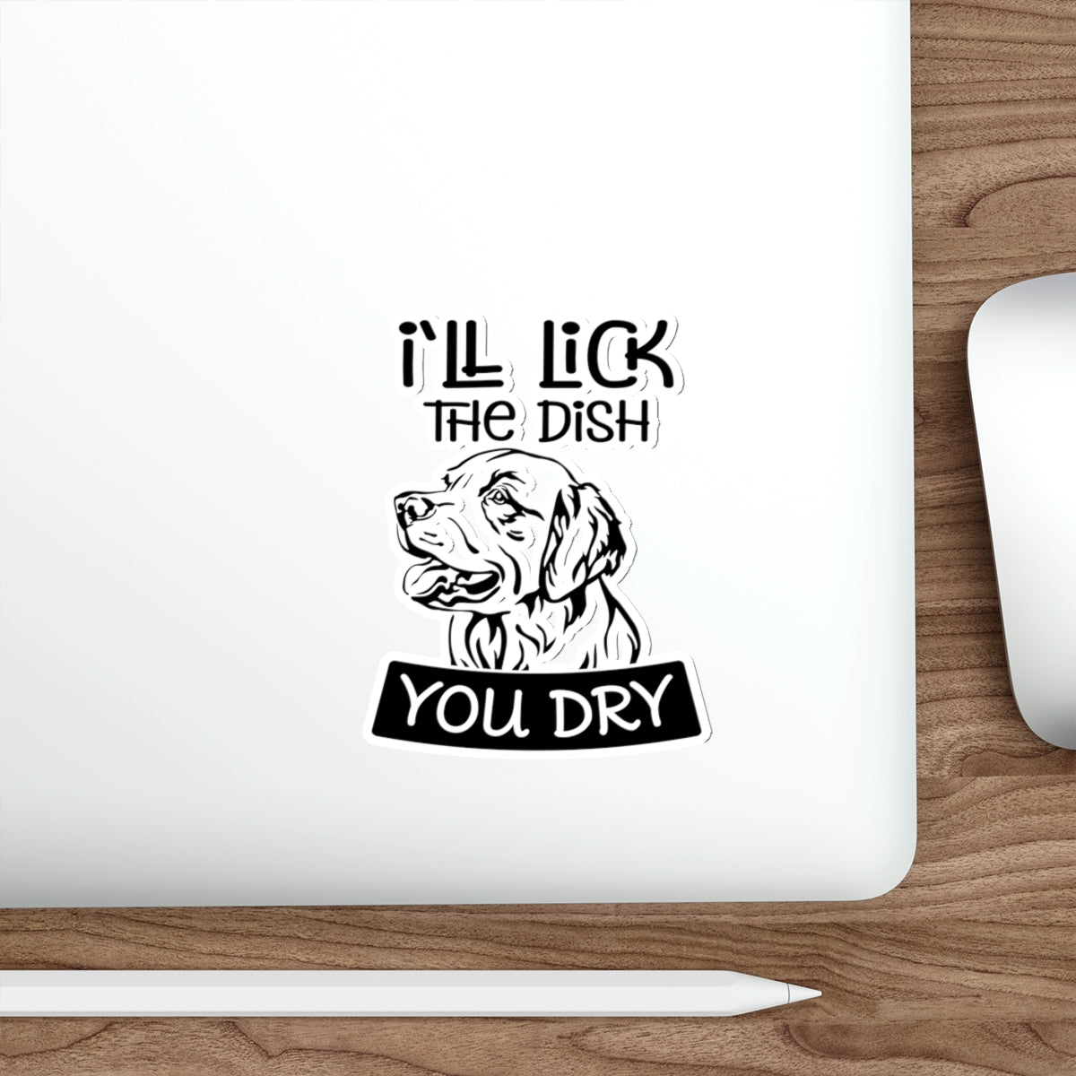 Funny dog sticker, Labrador dish licking, kitchen humor decal, pet lover sticker, witty decoration, dog-themed sticker, dishwasher partner