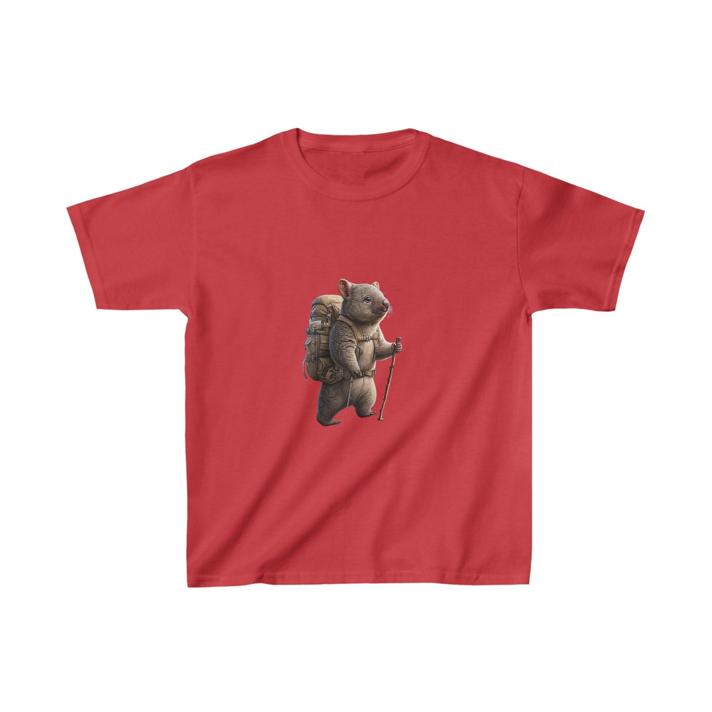 Explore the Wonders of the Central Plateau, Tasmania - Adventurous Wombat in Tasmania's Central Plateau - Kids Heavy Cotton™ Tee