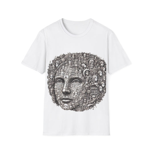 Surreal Art T-Shirt, Intricate Face Design, Unique Sketch Tee, Artistic Graphic Shirt, Pencil Drawing, Creative Apparel, Statement Piece