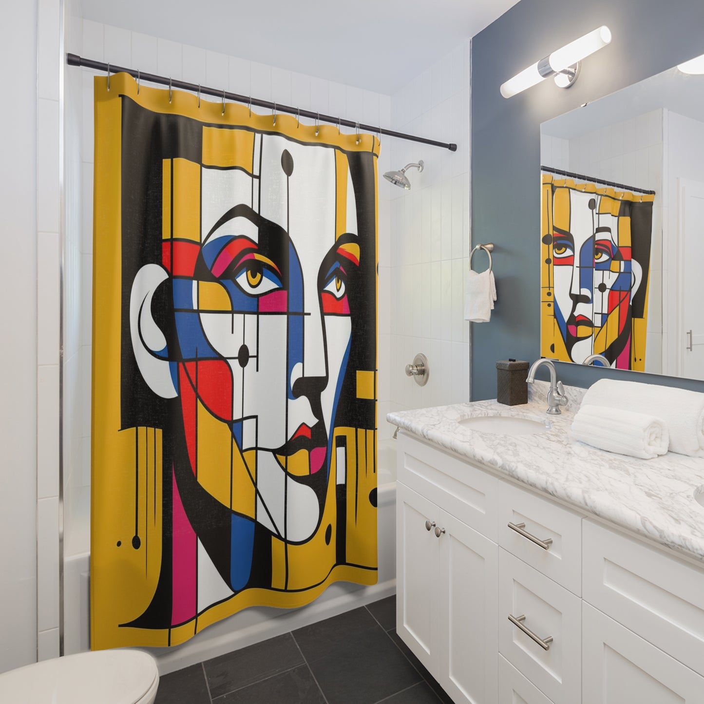 Modern Geometric Portrait Shower Curtain