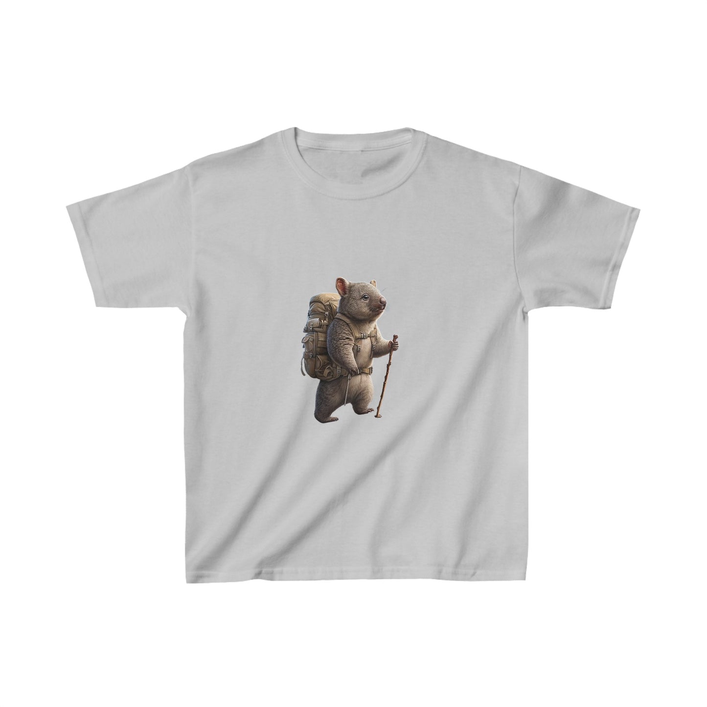 Explore the Wonders of the Central Plateau, Tasmania - Adventurous Wombat in Tasmania's Central Plateau - Kids Heavy Cotton™ Tee