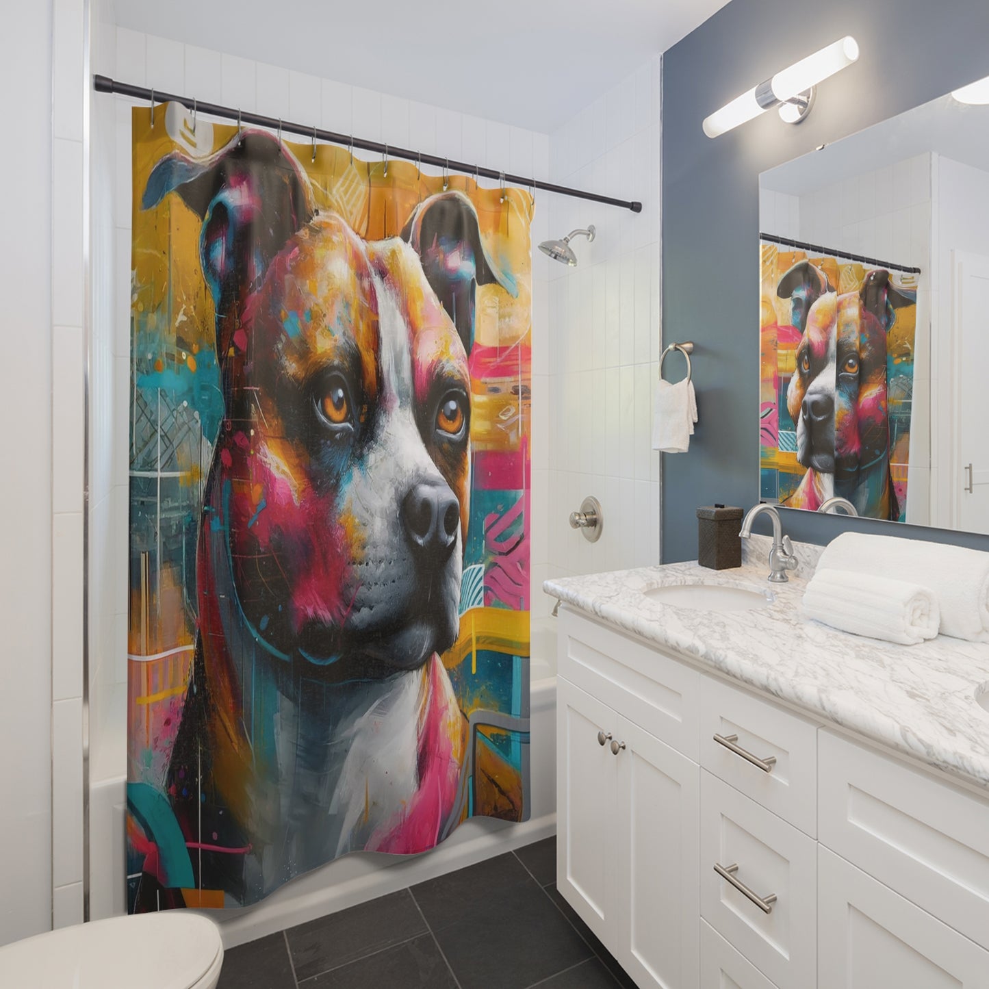 Vibrant Canine Majesty Shower Curtains