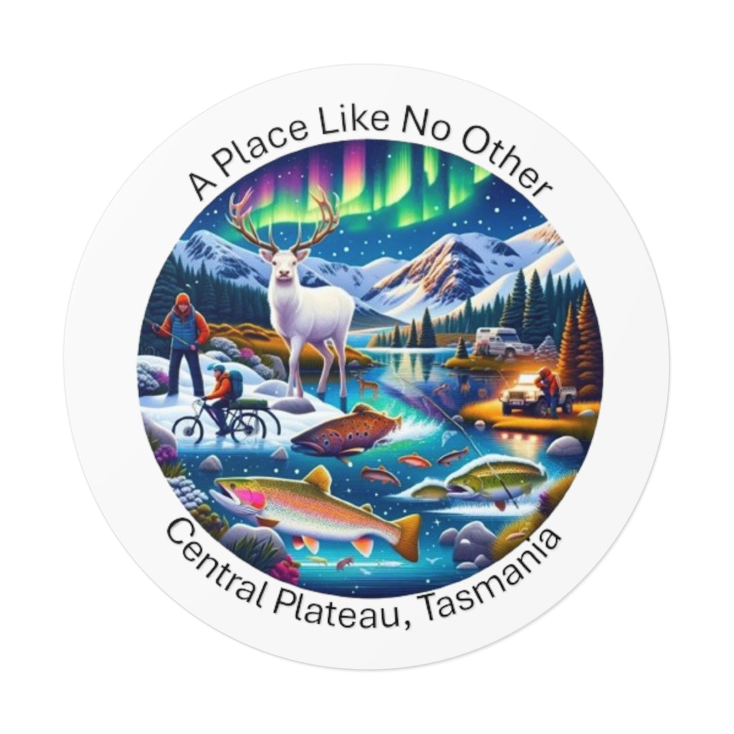 Explore the Wonders of Central Plateau - Round Vinyl Stickers