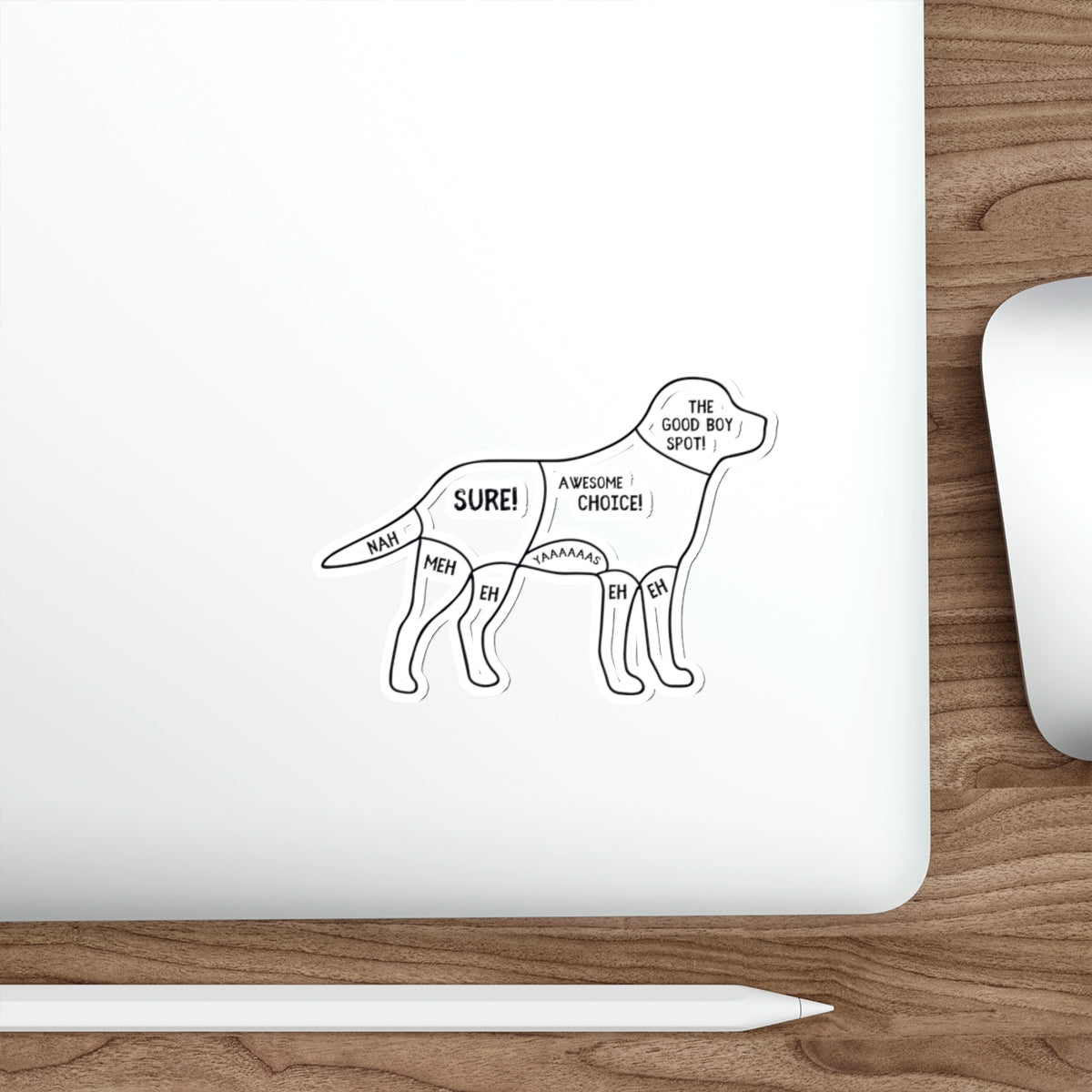 Funny dog anatomy sticker, humorous dog parts decal, playful canine sticker, pet humor sticker, dog parts illustration