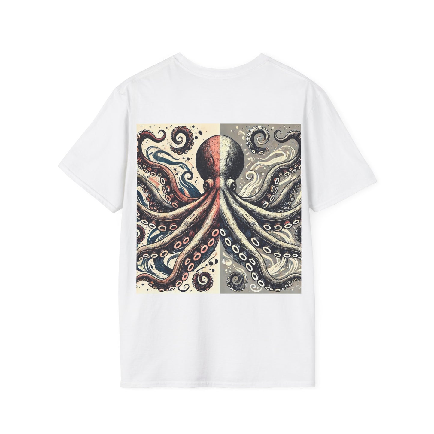 Vintage Octopus Art T-Shirt - Unisex Softstyle T-Shirt