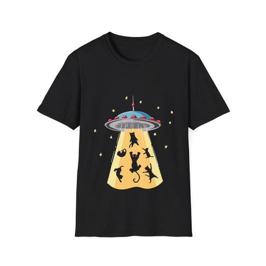 Cat UFO shirt, alien abduction t-shirt, funny cat tee, cat lover gift, UFO and cats design, humorous cat apparel, space cat shirt