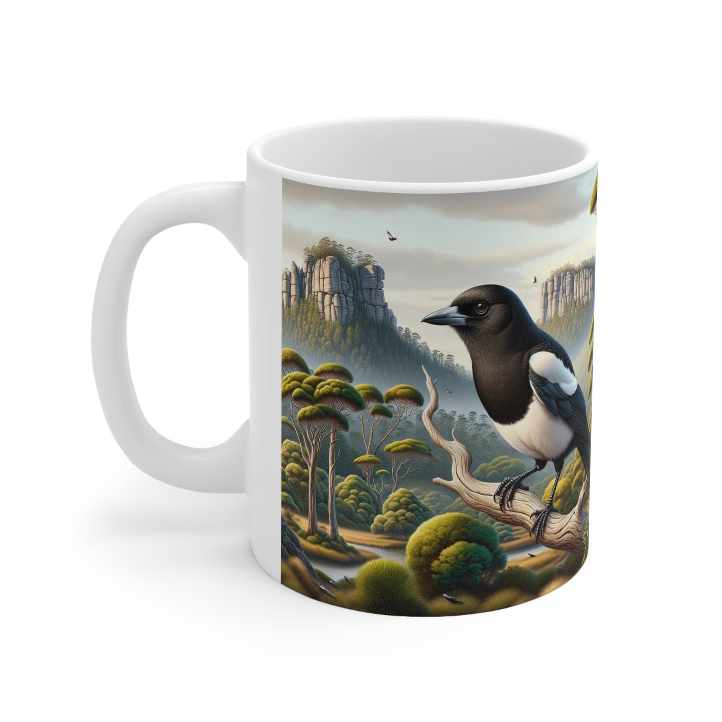 Majestic Magpie in Tasmanian Wilderness - Ceramic Coffee Cups, 11oz, 15oz