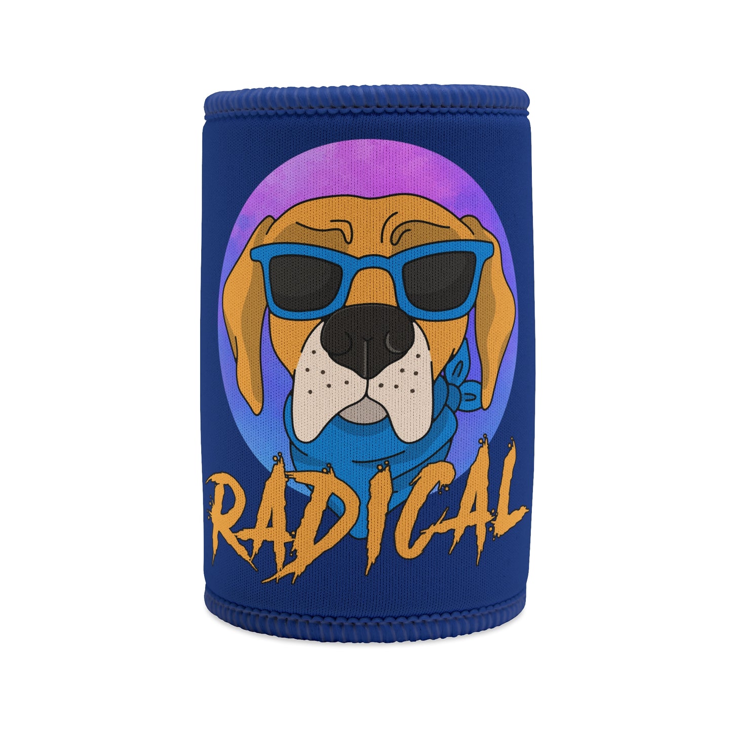 Radical dog stubby holder, cool dog drink cooler, sunglasses dog design, funny koozie, hip dog beverage holder, trendy pet lover accessory