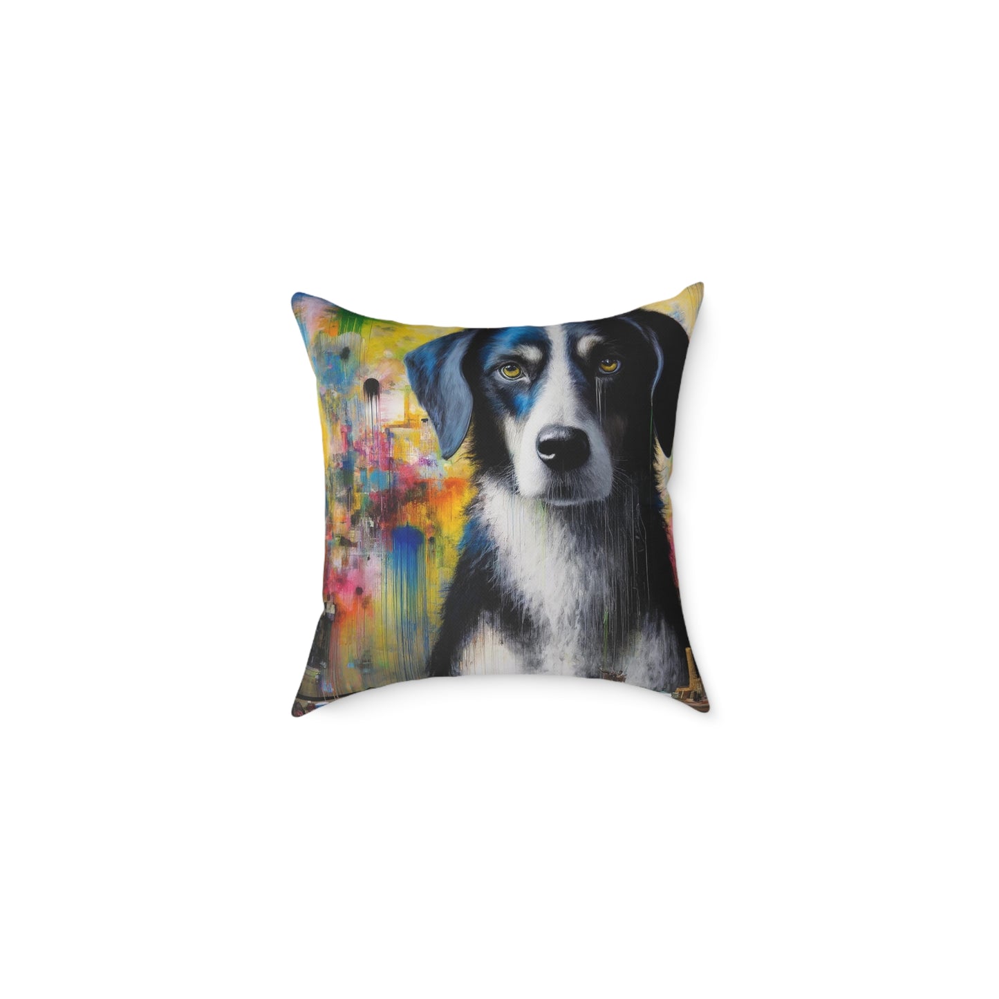 Abstract Canine Expression - Square Poly Canvas Pillow