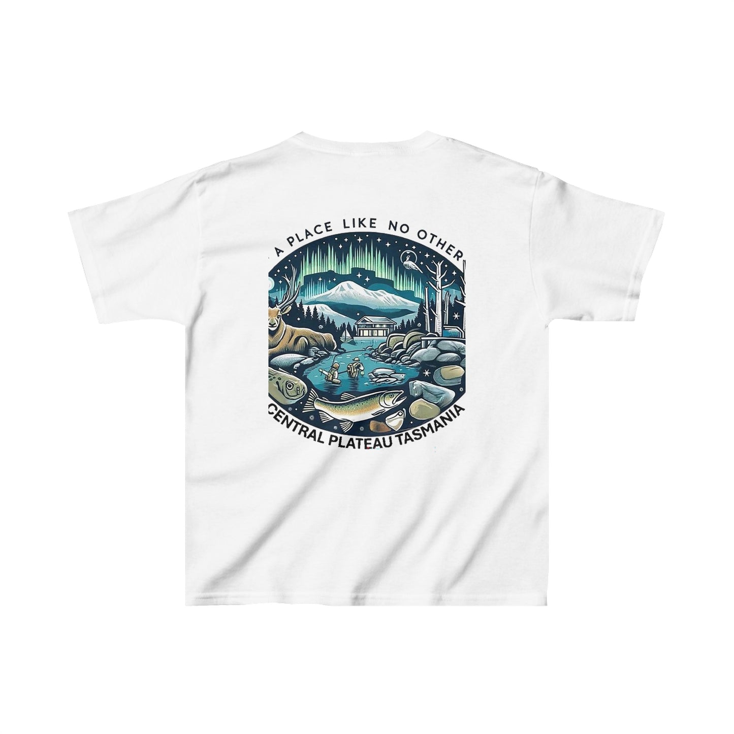 Explore the Wonders of Central Plateau, Tasmania - Kids Heavy Cotton™ Tee - Printed on Back