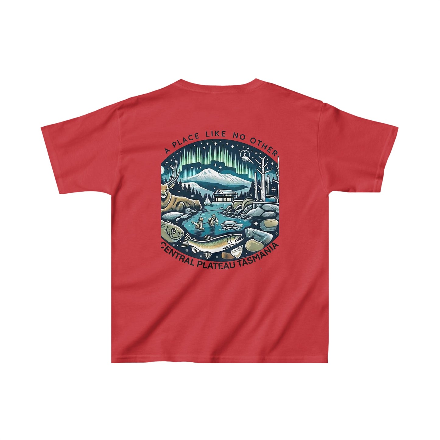 Explore the Wonders of Central Plateau, Tasmania - Kids Heavy Cotton™ Tee - Printed on Back