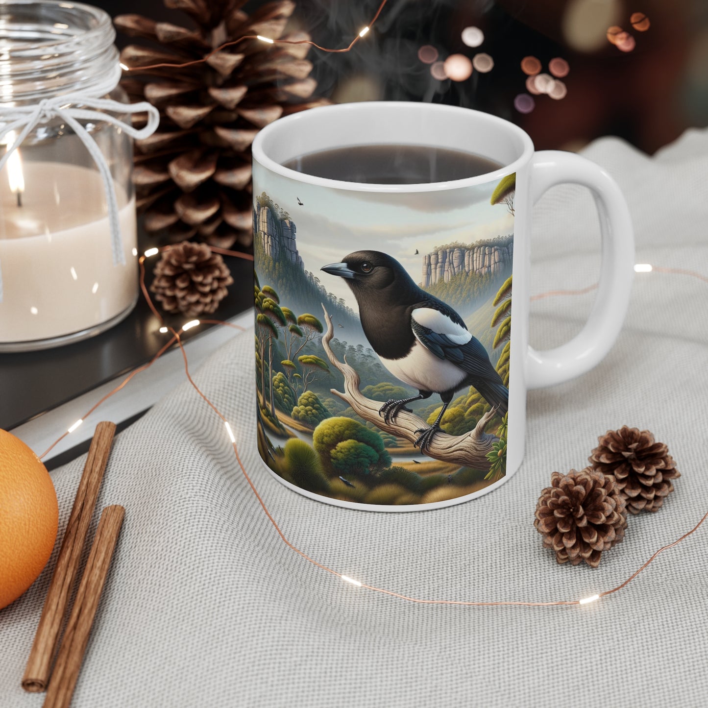 Majestic Magpie in Tasmanian Wilderness - Ceramic Coffee Cups, 11oz, 15oz