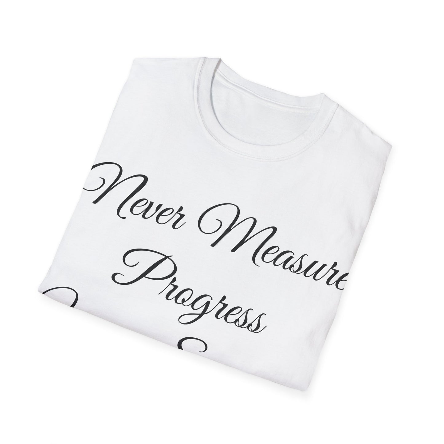 Inspirational Navy Blue T-Shirt - Never Measure Progress Using Someone Else's Ruler - Unisex Softstyle T-Shirt