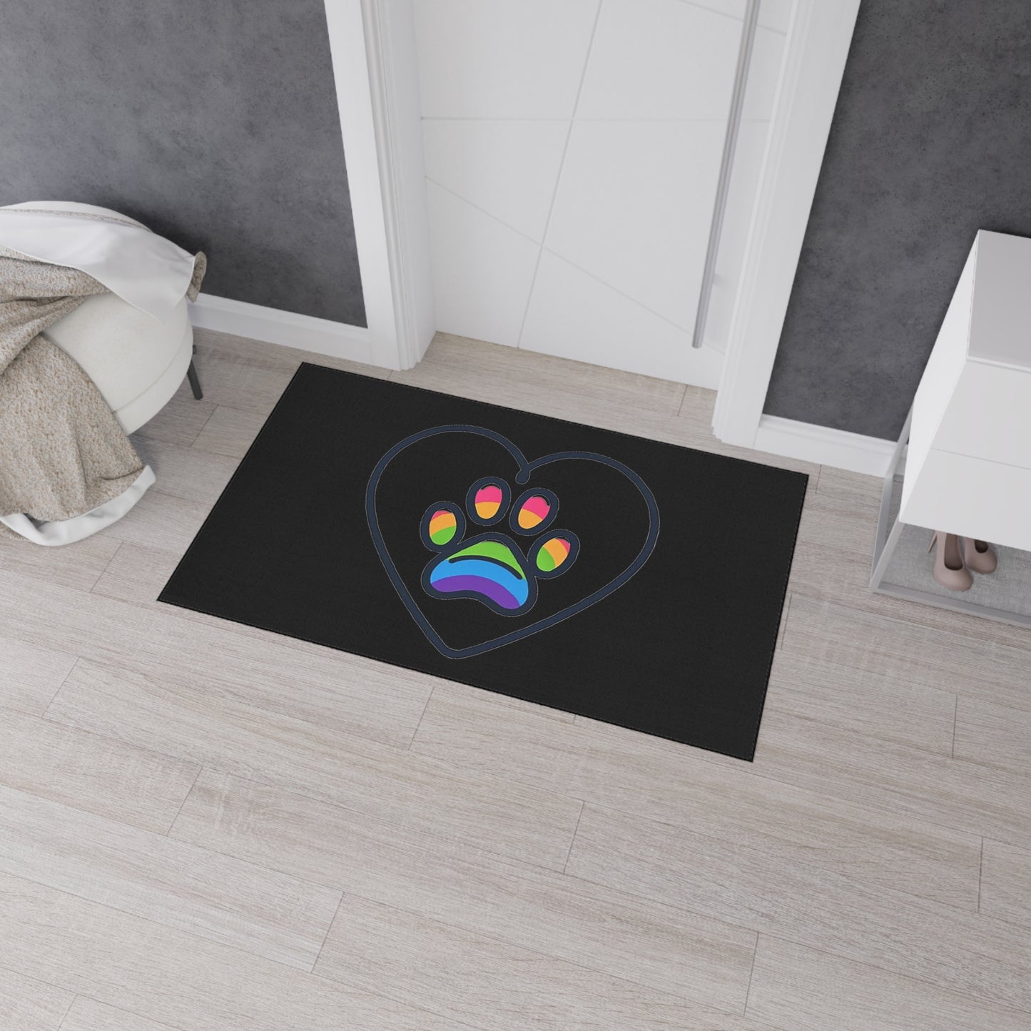 Rainbow Paw of Love Heavy Duty Floor Mat