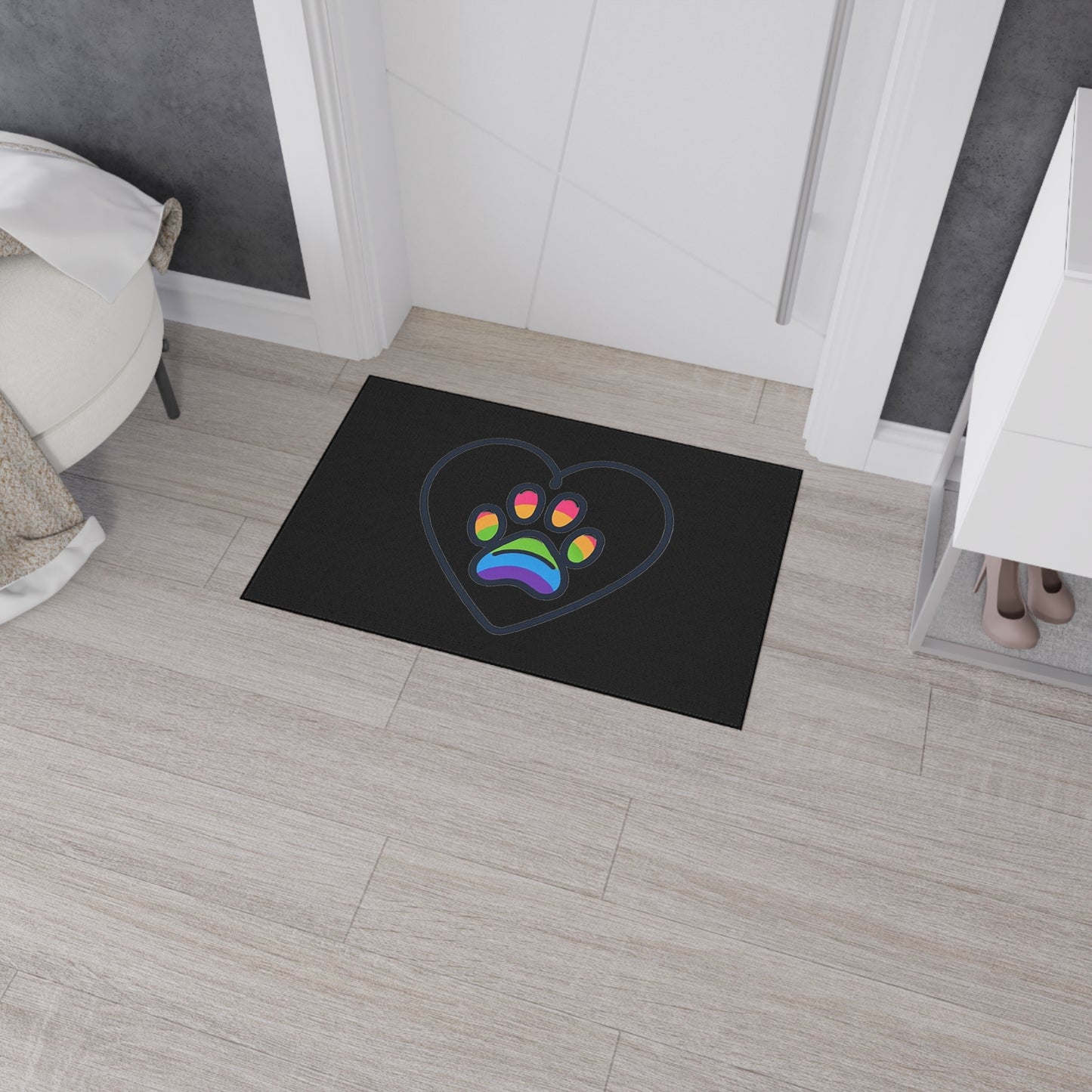 Rainbow Paw of Love Heavy Duty Floor Mat