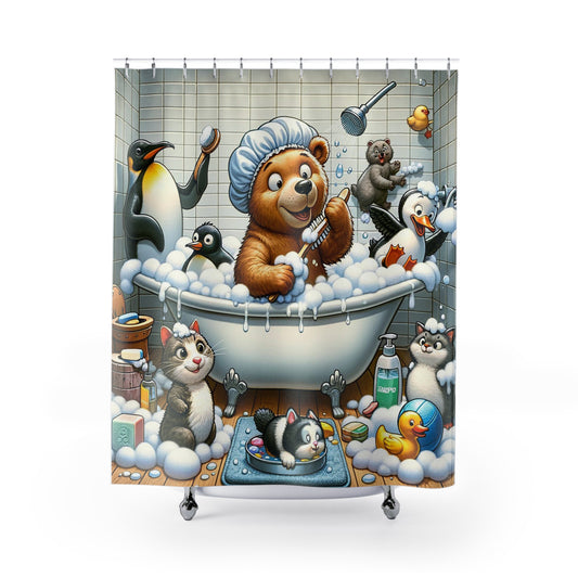 Playful Animal Shower Party Curtain