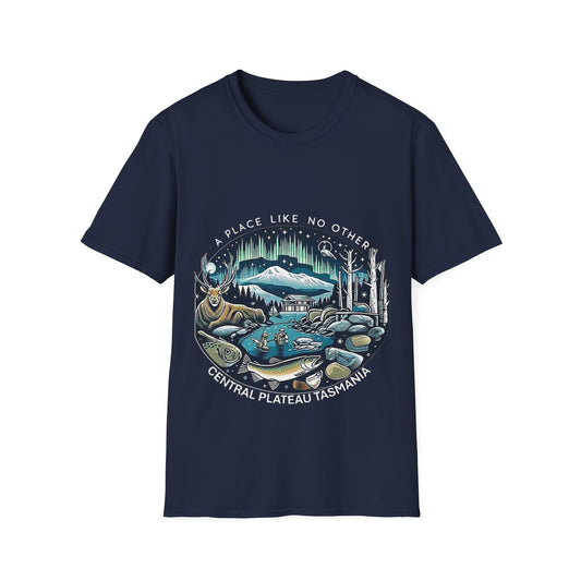 Explore the Wonders of Central Plateau, Tasmania - Unisex Softstyle T-Shirt - Printed on Front