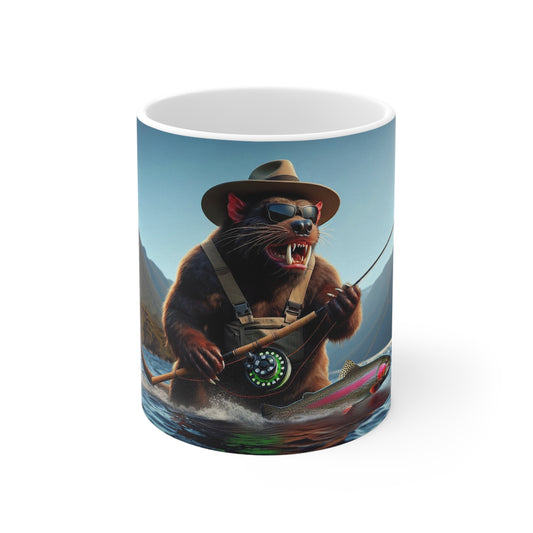 Fishing Frenzy Tasmanian Devil Mug - Ceramic Coffee Cups, 11oz, 15oz