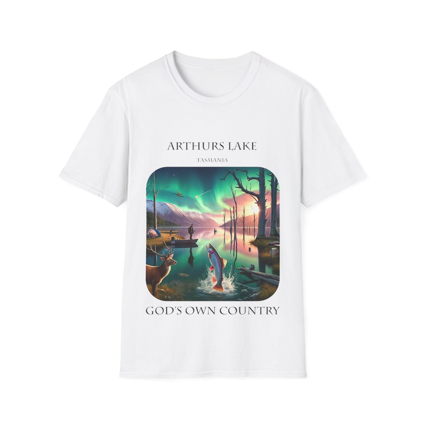 Explore the Wonders of the Central Plateau - Arthurs Lake - Unisex Softstyle T-Shirt