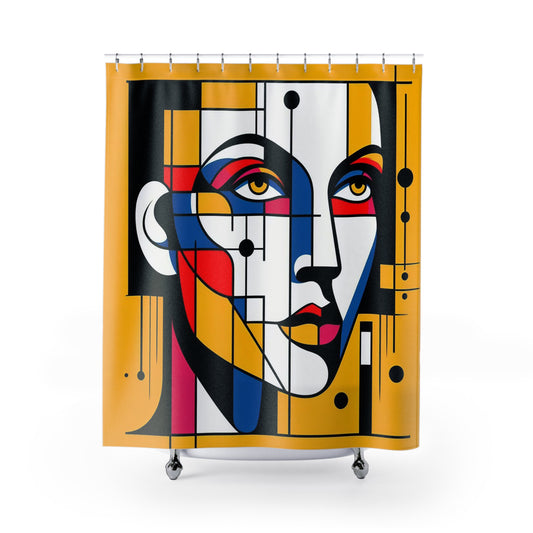 Modern Geometric Portrait Shower Curtain