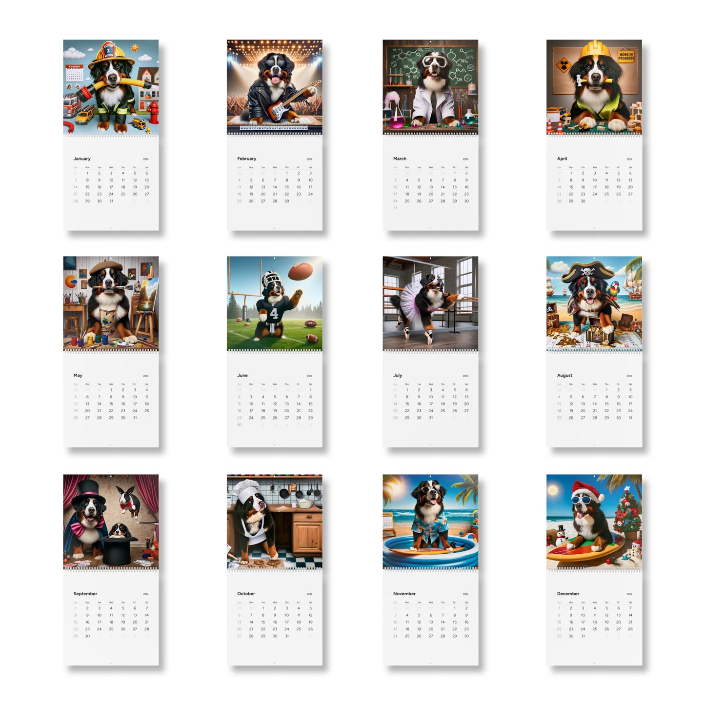 Hilarious Bernese Mountain Dog Calendar - Standard Wall Calendar (2024)