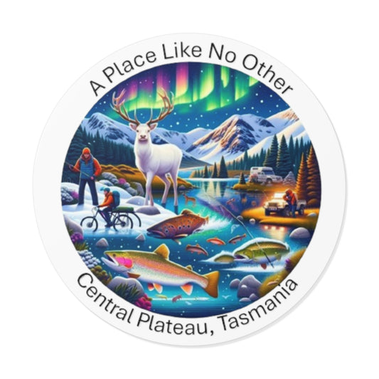 Explore the Wonders of Central Plateau - Round Vinyl Stickers