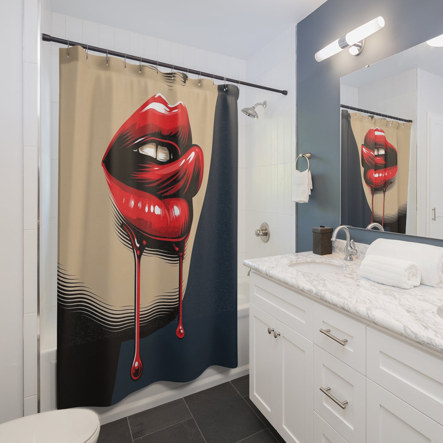 Seductive Red Lips Dripping Art Shower Curtain