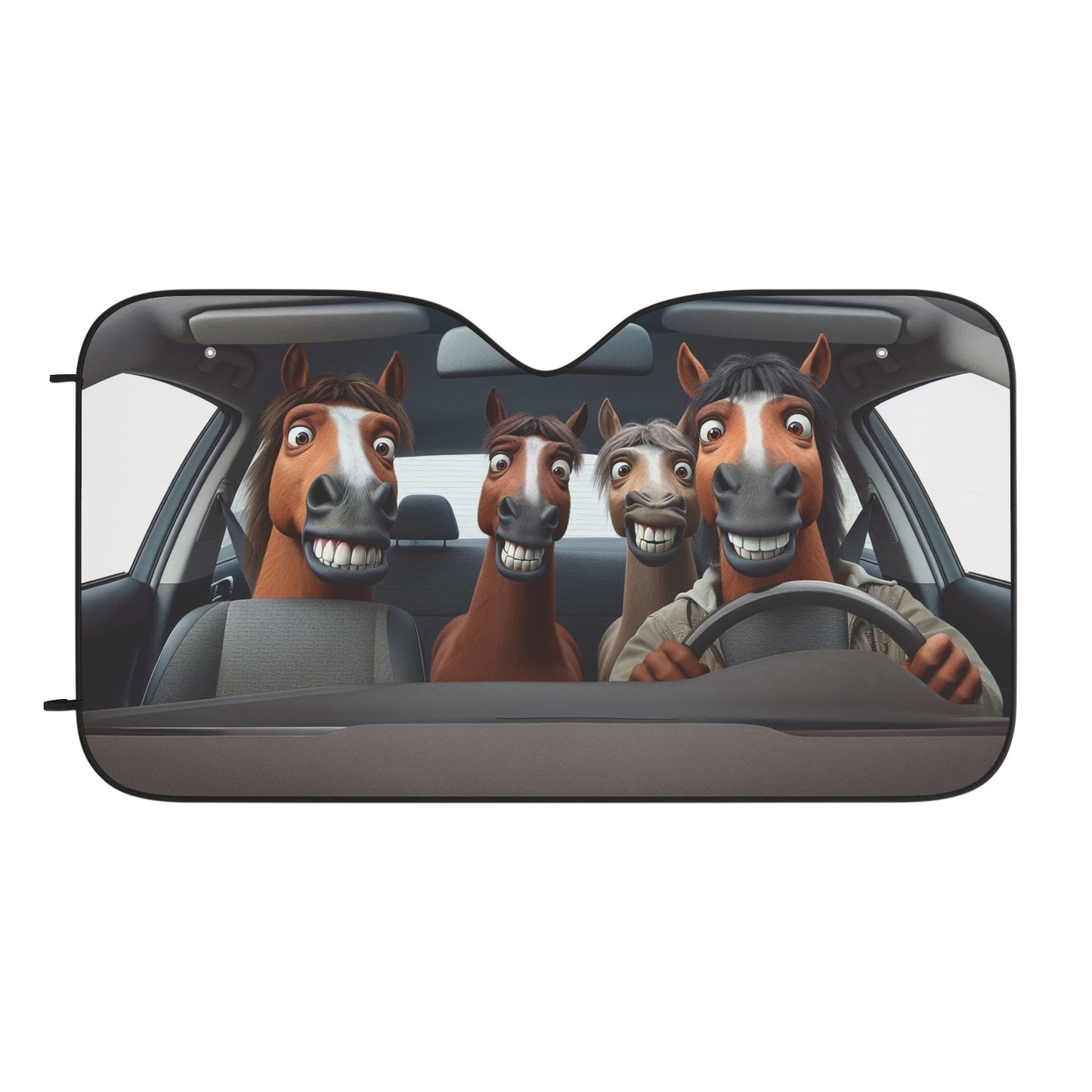 Humorous Horse Car Ride Sunshade Car Sun Shades