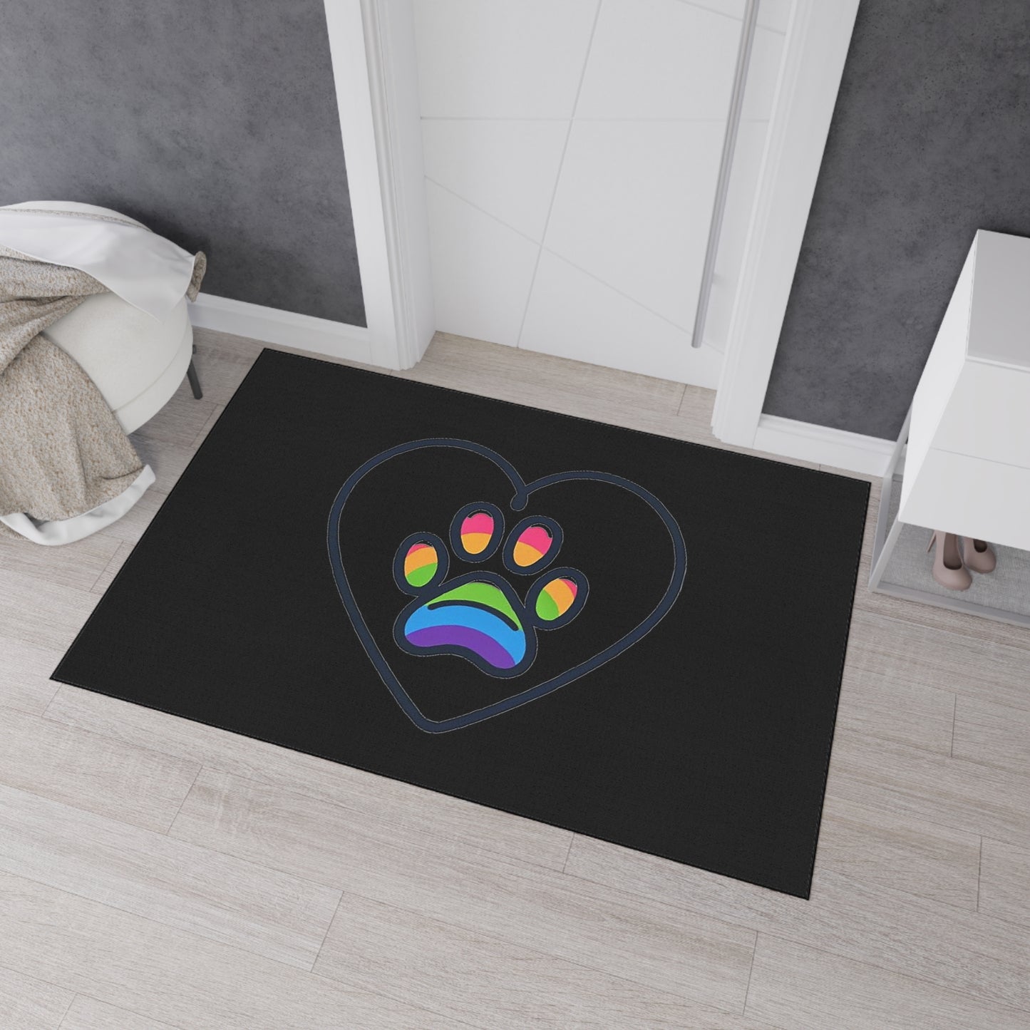 Rainbow Paw of Love Heavy Duty Floor Mat