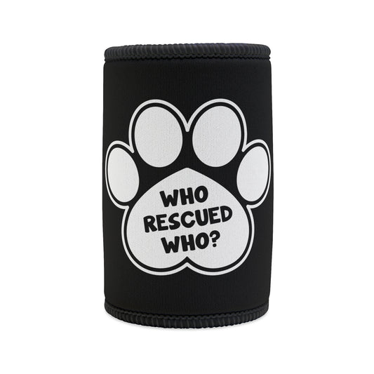 Stubby Holder Paw print koozie, who rescued who, pet adoption accessory, paw print design koozie, pet lover gift, rescue awareness