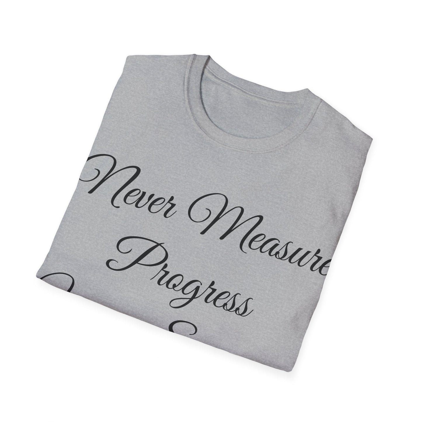 Inspirational Navy Blue T-Shirt - Never Measure Progress Using Someone Else's Ruler - Unisex Softstyle T-Shirt