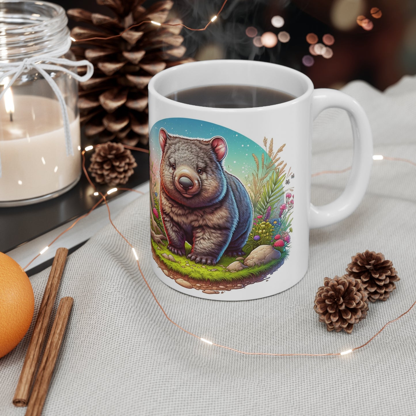 Charming Tasmanian Wombat Ceramic Coffee Cups, 11oz, 15oz