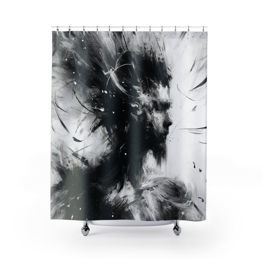 Abstract Monochrome Brushstrokes Shower Curtain